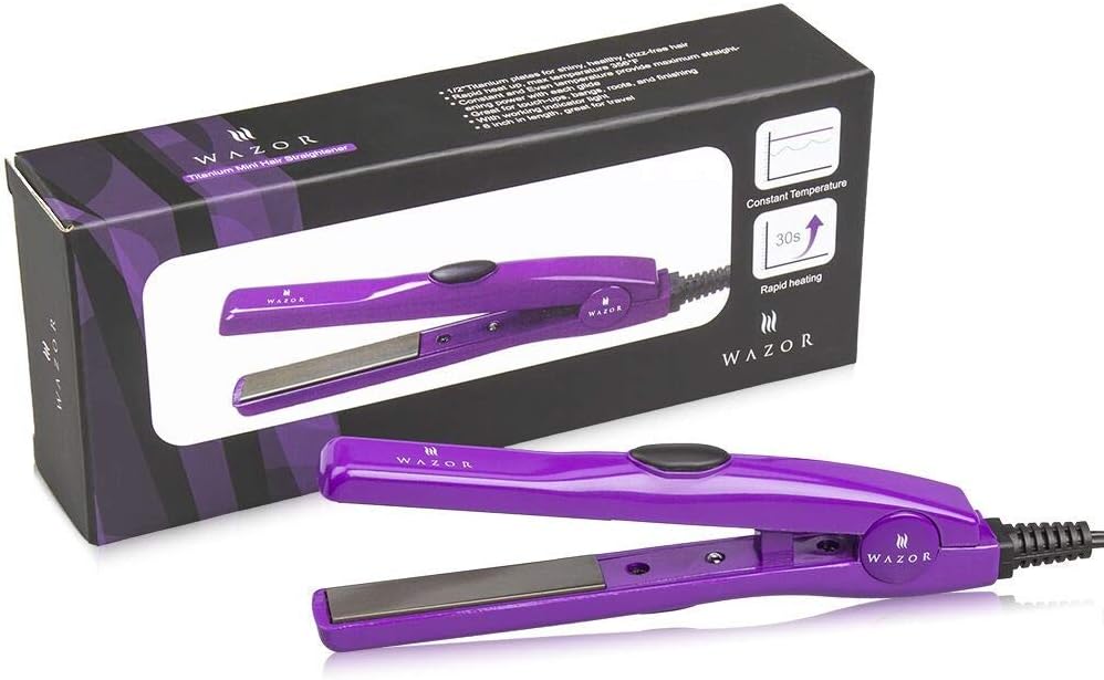 2nd Generation Professional Travel Size 0.5 inch Mini Flat Iron Tourmaline Ceramic Hair Straightener