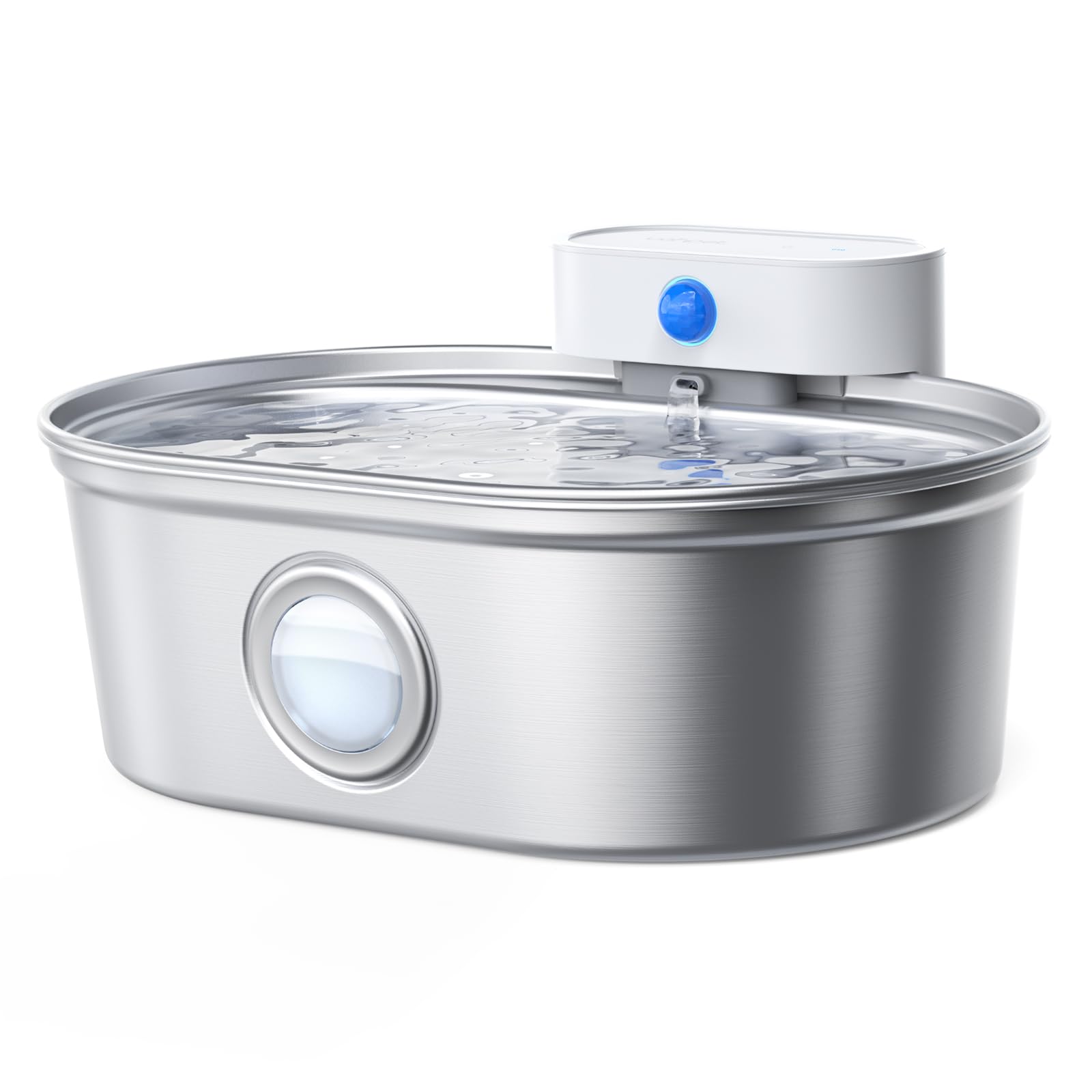 Upgrade Stainless Steel Cat Water Fountain Pro, Battery Operated Cat Fountain, Pet Water Dispenser for Cats Dogs with Water Level Window, 67oz/2L