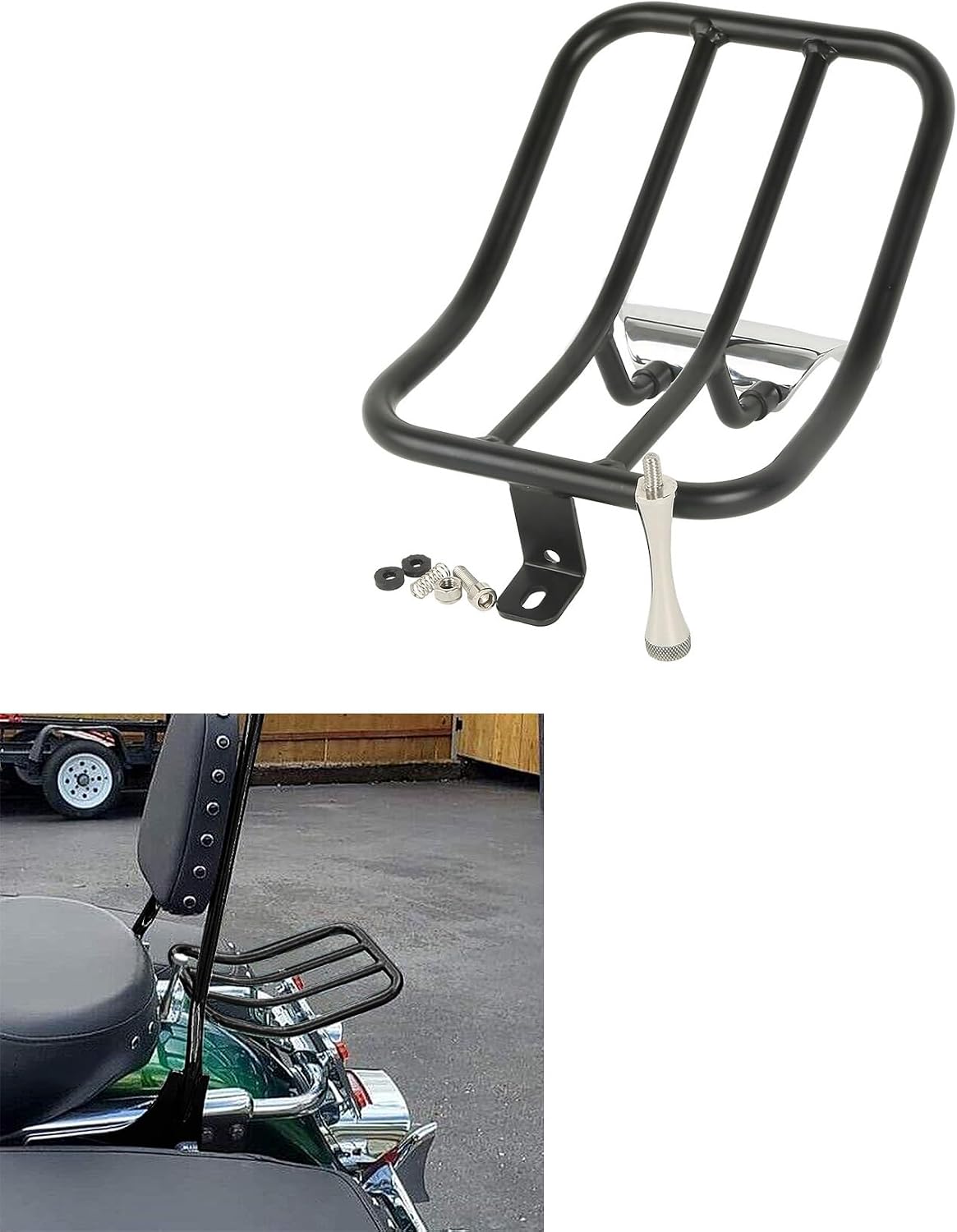 TCMT Black Solo Seat Rear Fender Luggage Rack Fits For Harley Touring Road King 1997-2008