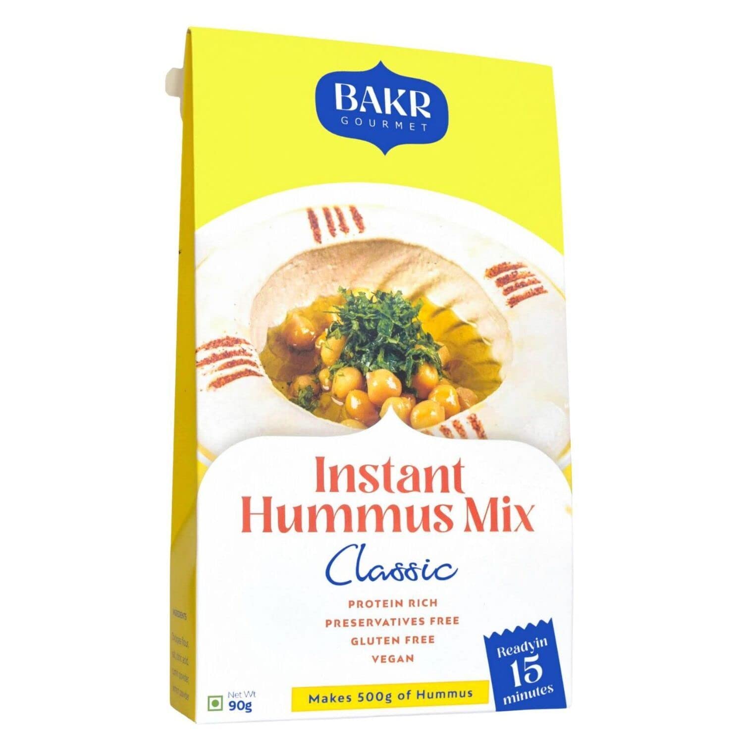 Bakr Gourmet Classic Natural Instant Hummus Mix, No Added Preservatives - 210 gm (3 in 1 Pack)