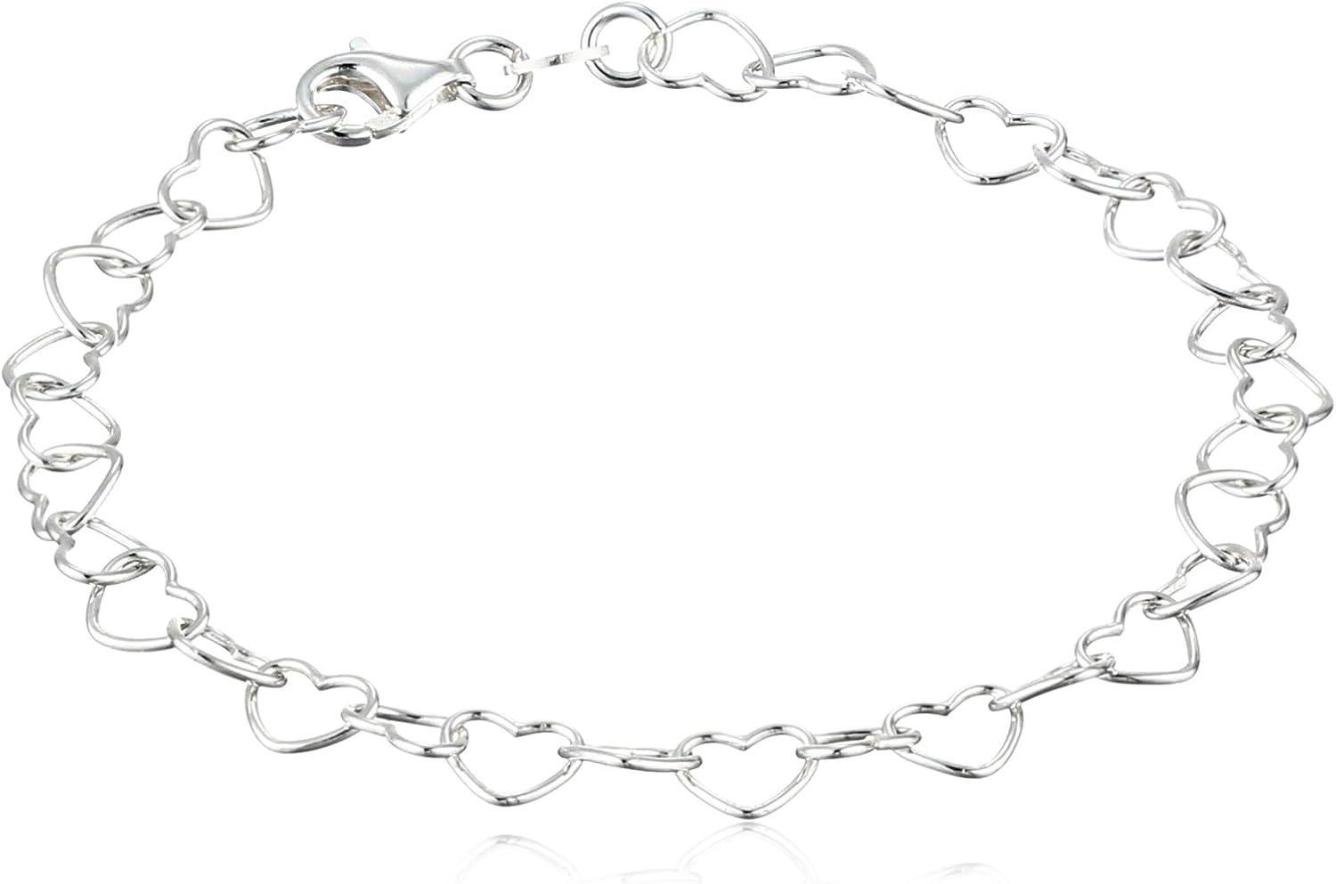 Sterling Silver 5.3mm Heart-Link Bracelet Sterling Silver 5.3mm Heart-Link Bracelet