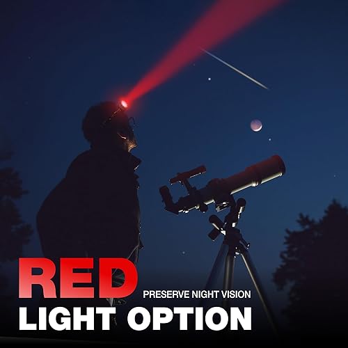 Miniatura 4 de Mossy Oak Linterna frontal recargable de 600 lúmenes, faro LED ligero con luz blanca y roja, lámpara frontal impermeable con banda antideslizante,