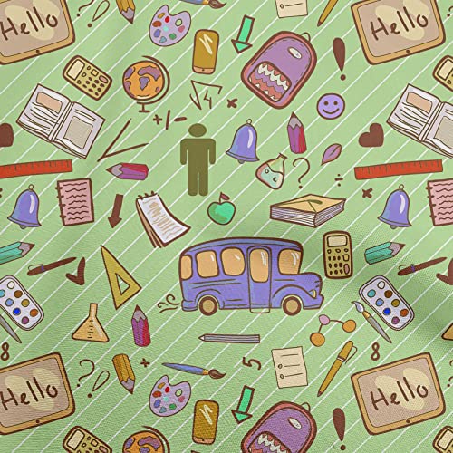 oneOone Cotton Cambric Light Green Fabric Kids Sewing Fabric by The Yard Printed DIY Clothing Sewing Supplies 42 Inch Wide