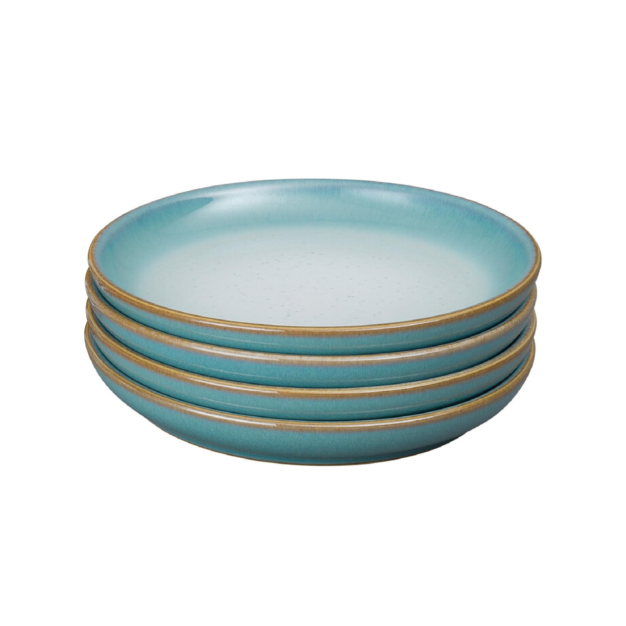 Denby Azure Haze - Blue Coupe Small Plates Set Of 4 - Stoneware Ceramic Plates For Everyday Use - Dishwasher, Oven, Microwave, And Freezer Safe - Blue, White Reactive Gradient Glaze - Chip Resistant