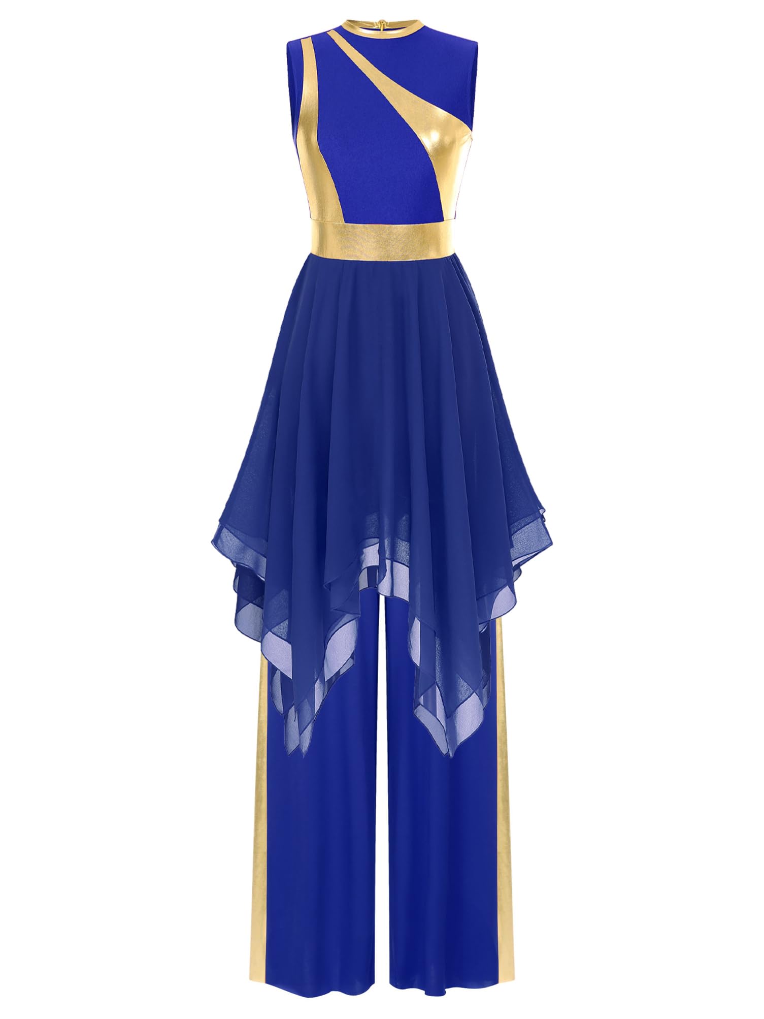 Aislor Vestido De Danza Cristiana para Mujer Vestido De Baile Irregular + Pantalones De Danza Cintura Elástica Ropa De Baile Litúrgica