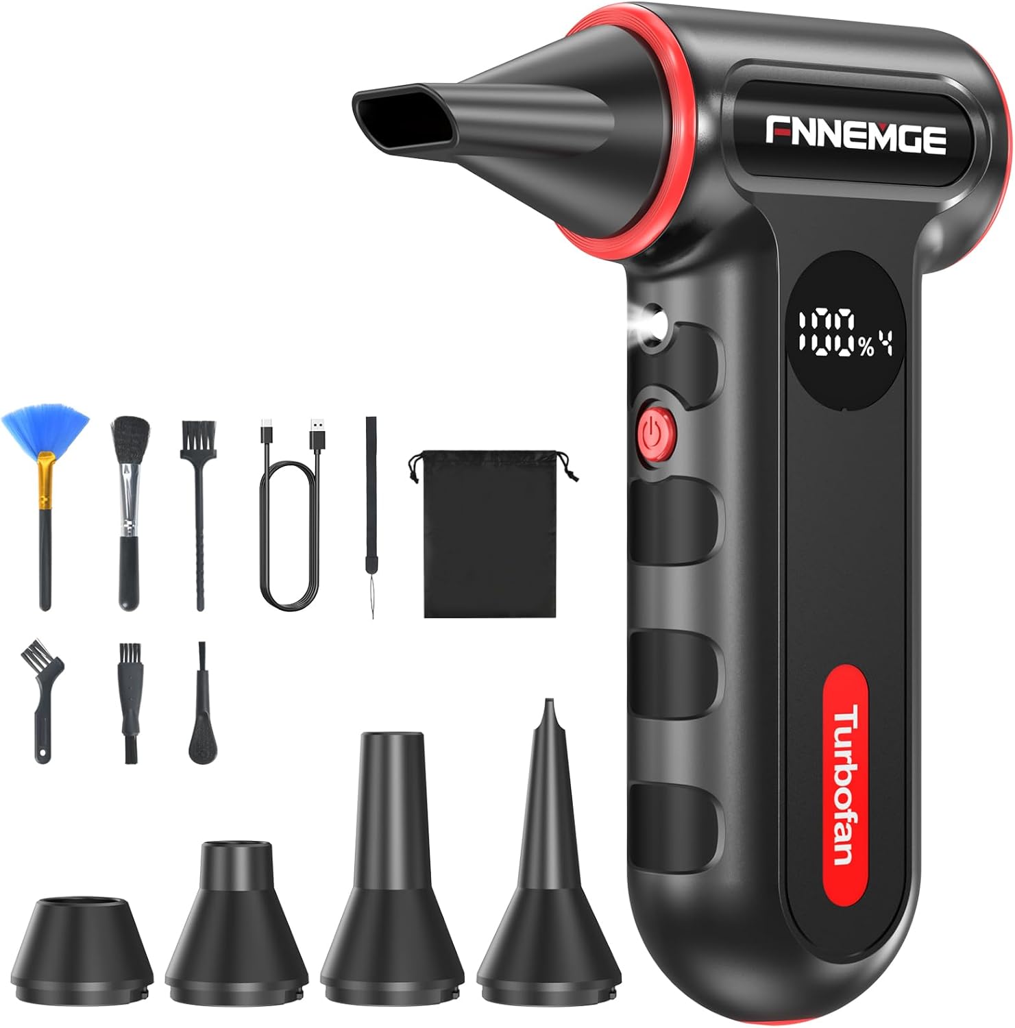 FNNEMGE Compressed Air Duster-220000RPM Super Power Electric Air Duster, 4-Gear Adjustable Mini Blower with Fast Charging, Dust Blower for Computer, Keyboard, House, Outdoor and Car