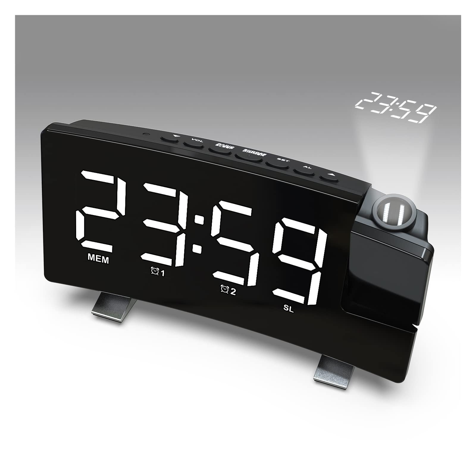 BMKGODN alarm clock， Small Bedside Clocks with USB Port for Charging,Temperature,Snooze,Adjustable Alarm Volume(White)