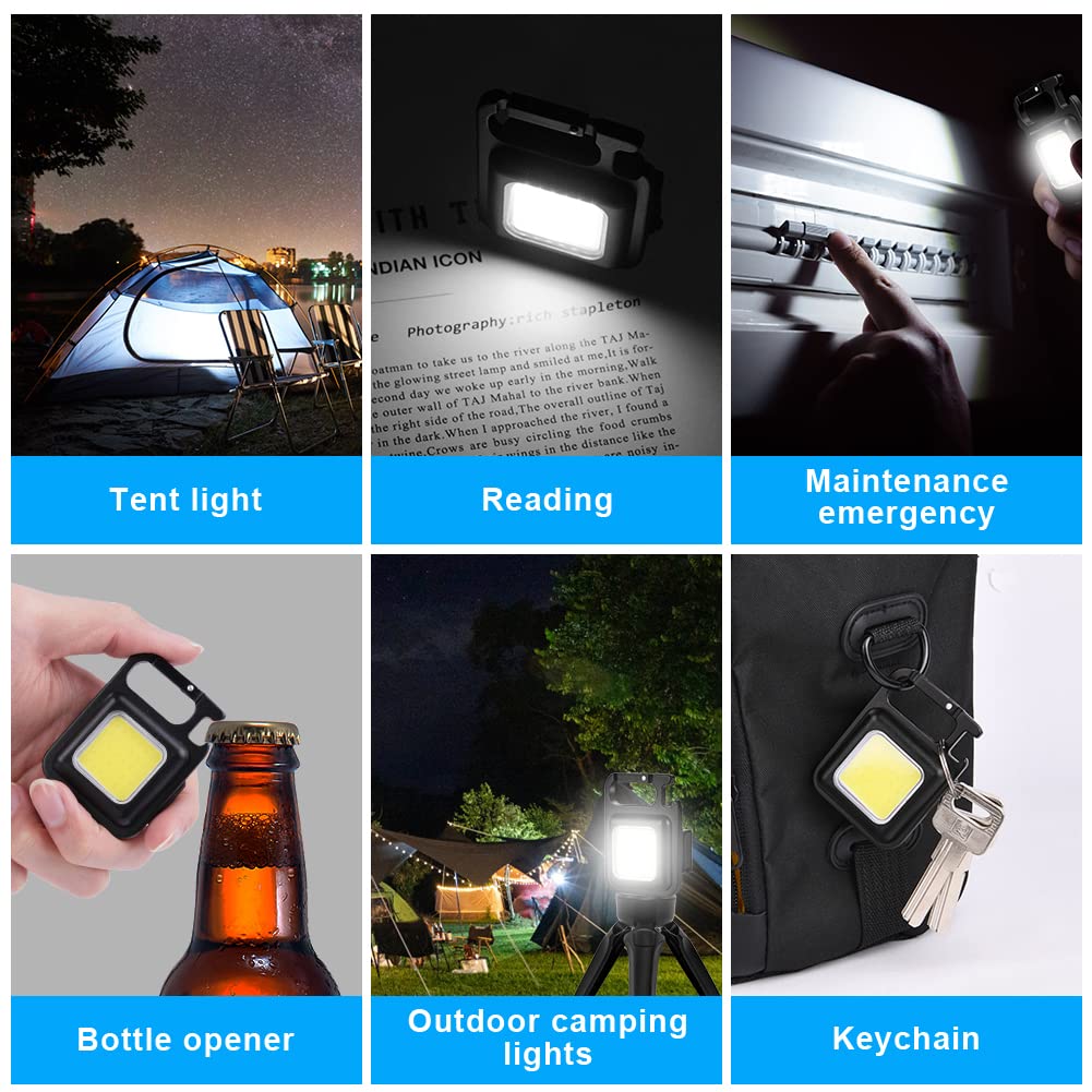 Flintronic LED Camping Lantern, Rechargeable 800 Lumens Small COB Keychain Mini Torch, Portable Mini Pocket Light, Multi-Functional Work Inspection Light for Cycling Repairing Outdoor — Amazon image 6