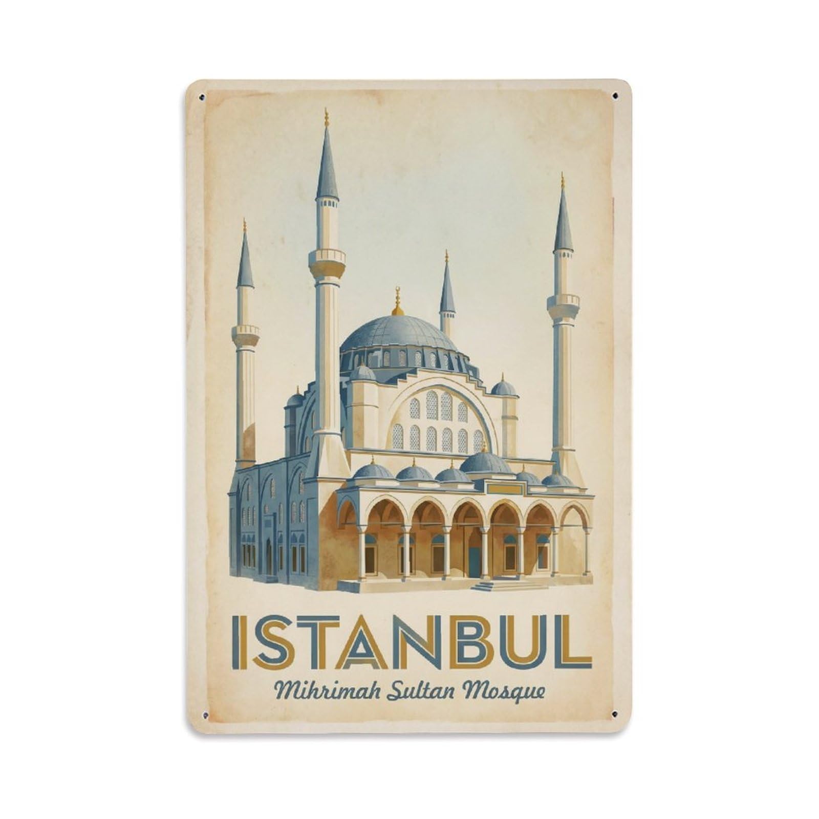 Gead 8X12inch Style Vintage Travel Istanbul Mihrimah Sultan Mosque Grace Metal Tin Sign