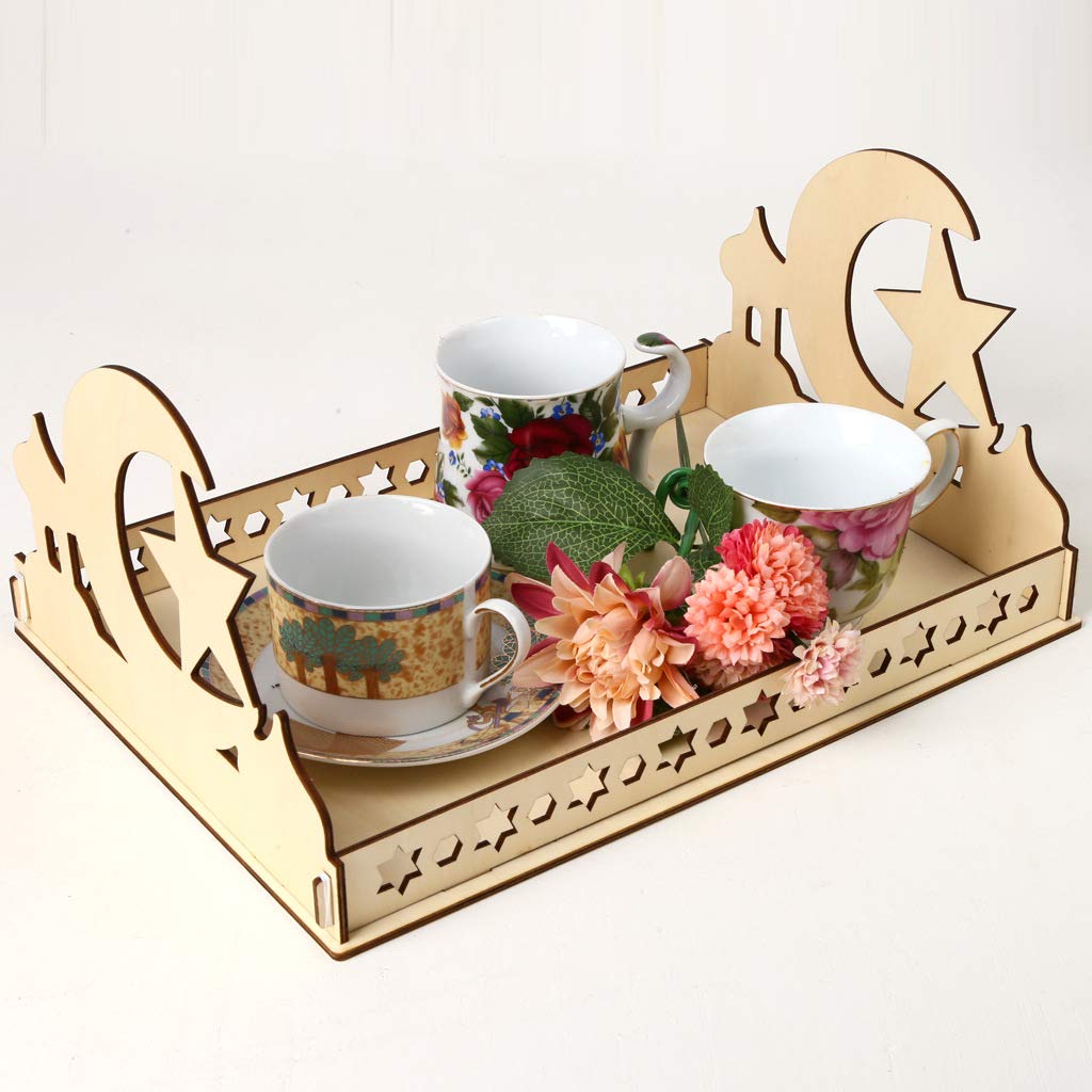 Wooden ornaments, table decorations for Eid al Fitr, Ramadan, gulbon, dessert tray crafts, Ramadan table decoration, dessert tray, Ramadan service tray, display rack decoration (JM01331)