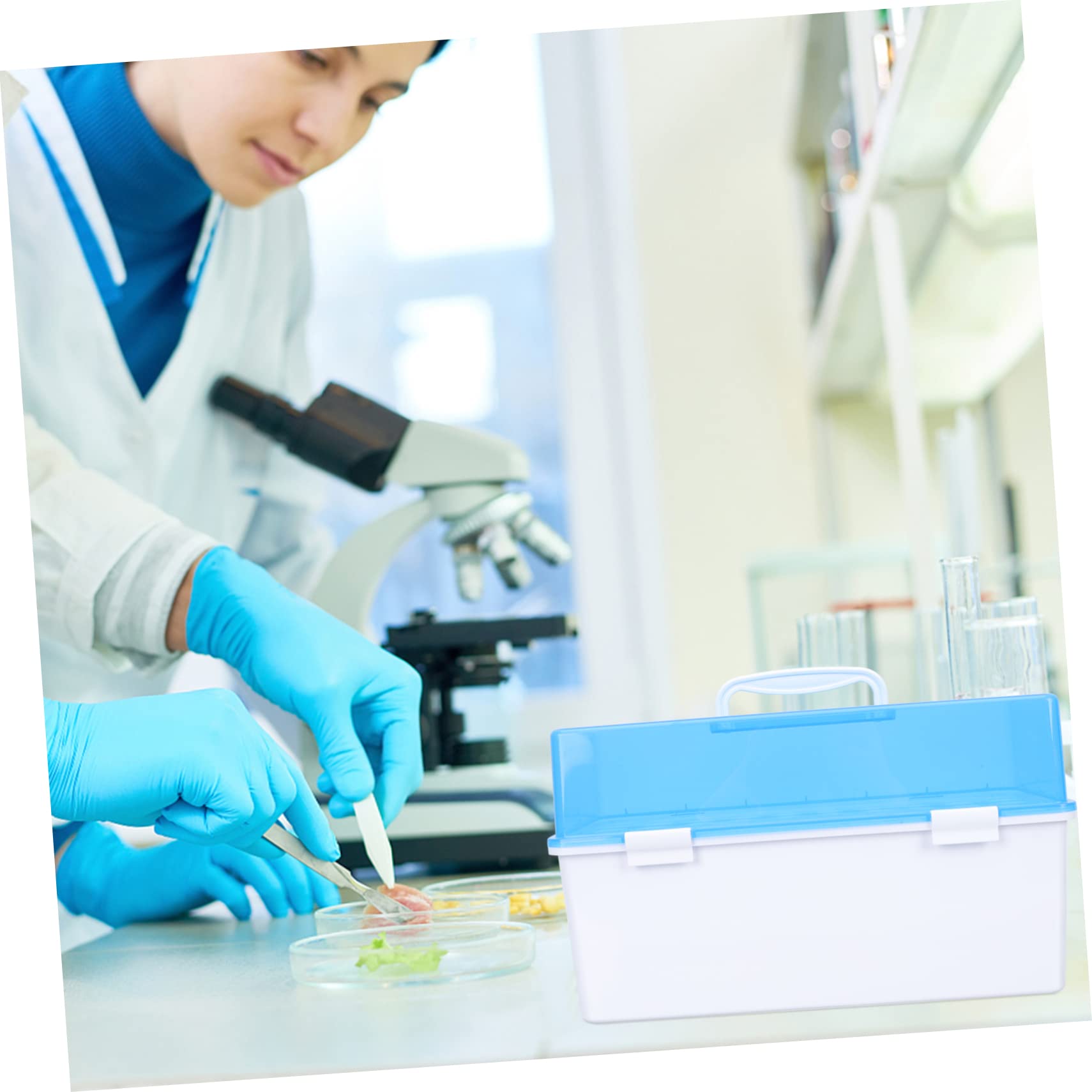 GLEAVI Scatola di Immagazzinaggio da 50 Posti per Provette in Plastica Blu Design Multi-foro Angoli Arrotondati e Superficie Liscia, per Ospedali e Laboratori