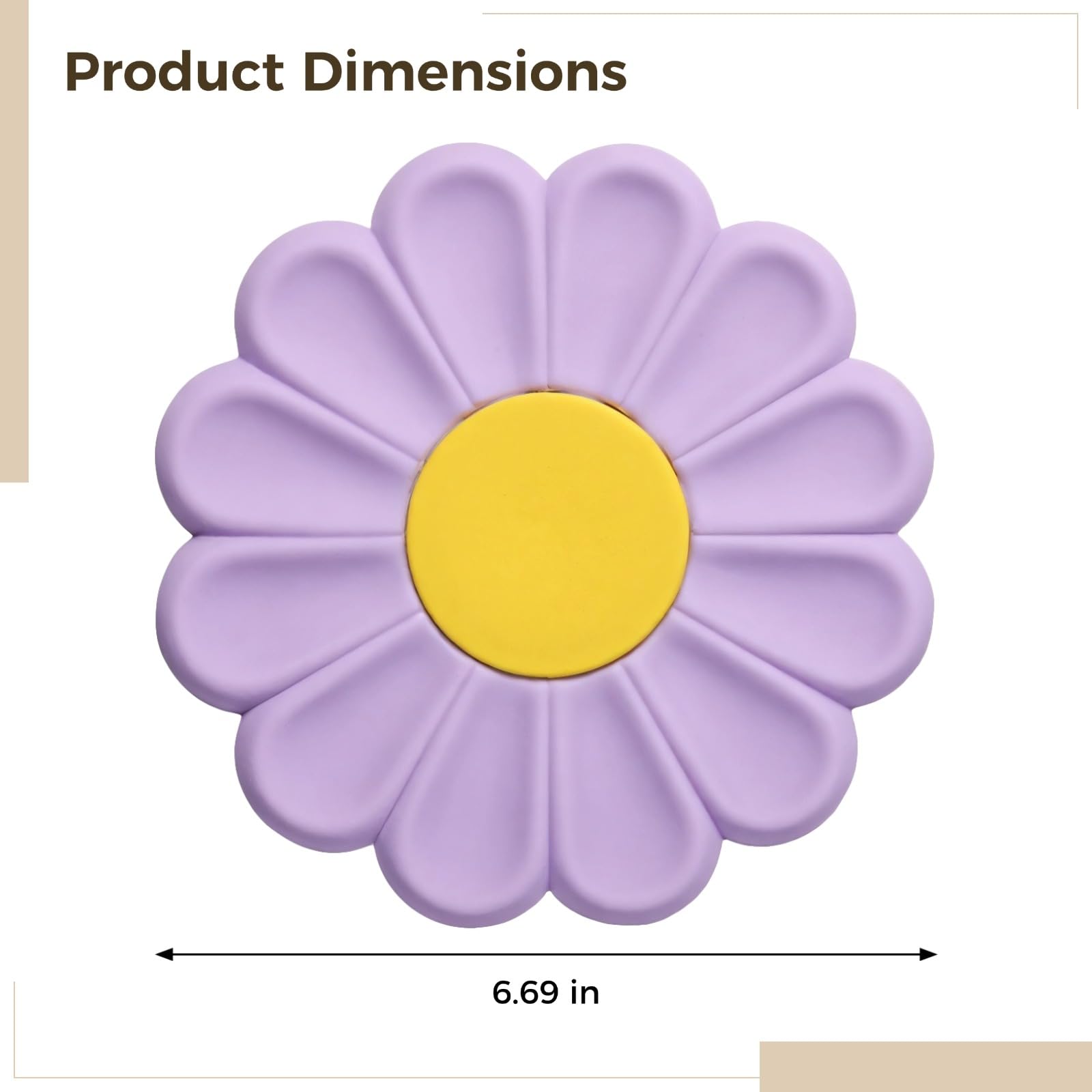 Lot de 4 Dessous de Plat en Silicone, Support pour Plats Chauds, Motif Fleur Marguerite Blanc, Jaune, Rose, Violet, Patins antidérapants lavables pour Bols, Tasses, casseroles et poêles