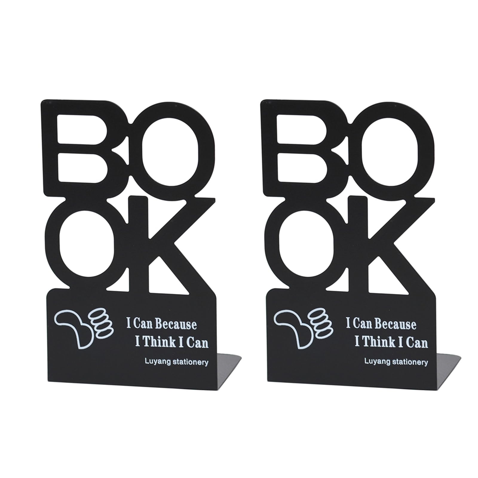 2Pcs Hollowed Letter Metal Book End for Shelves Heavy Duty Metal End Decorative Bookend Stopper for Desk Bookends for Heavy Books