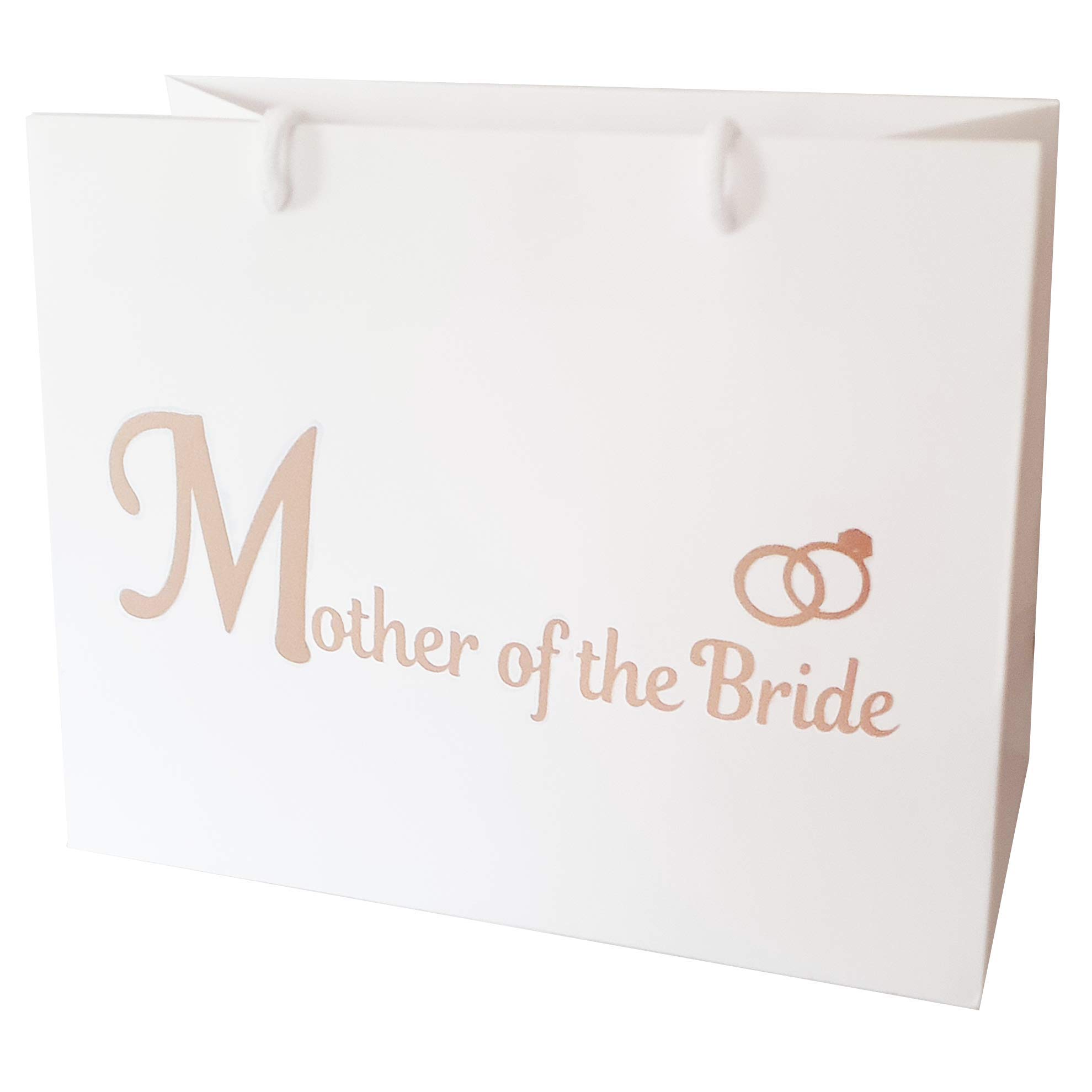 Medium Wedding Gift Bags - White and Copper Gold Gift Bag with Rope Handles and Tissue Paper - Favours (Mother of The Bride)