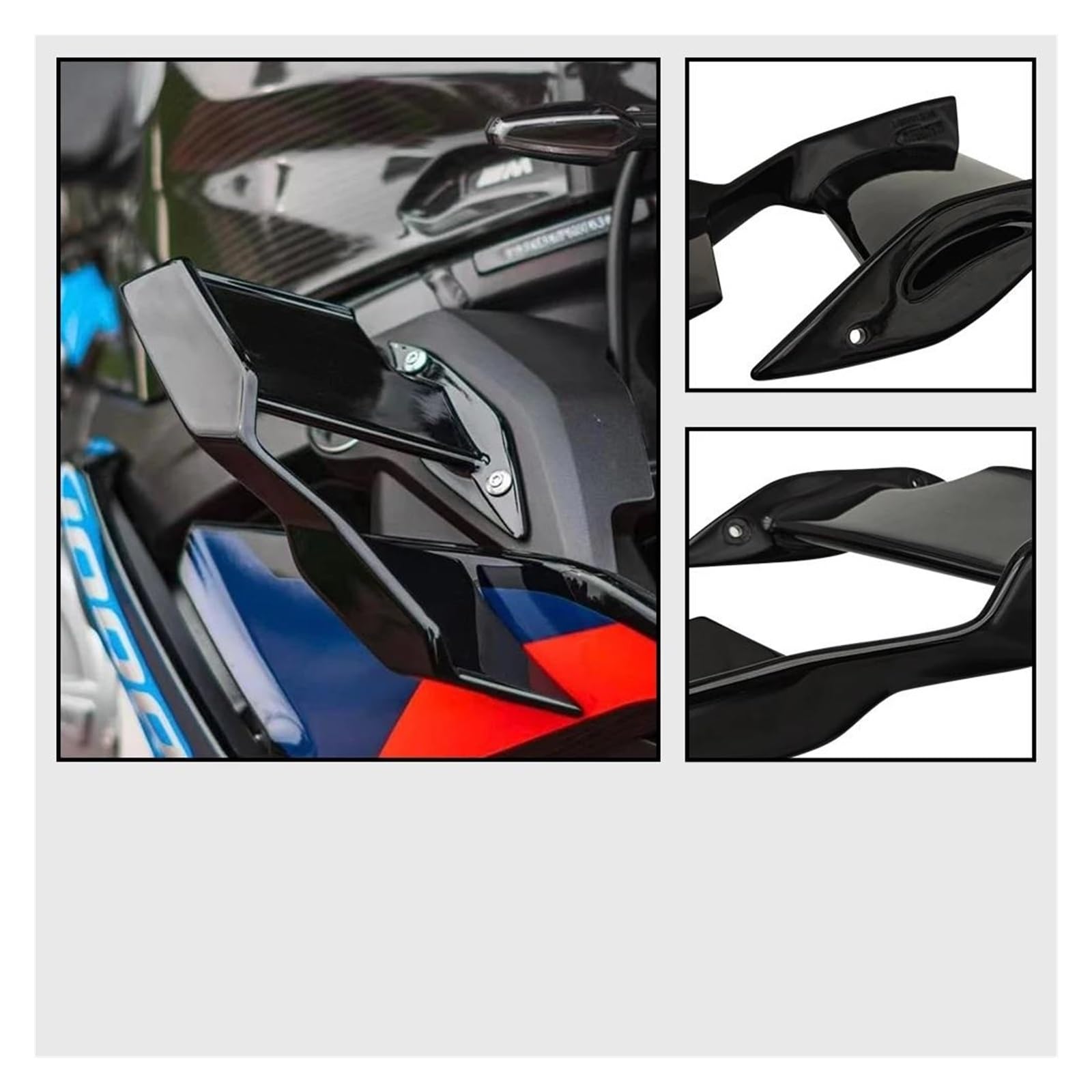 Moto latéral carénage aileron Kit De Carénage Aileron Latéral Aérodynamique pour Moto, Aile Fixe, pour BMW S1000R S 1000R M1000R 2021 2022 2023 2024(Black)