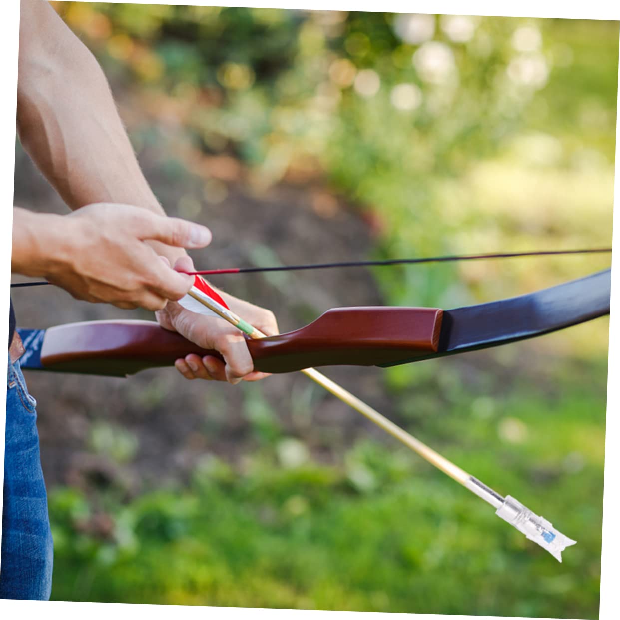 WOONEKY 7.62mm Carbon Arrow Tails with Led Lighted Tail for Bow Hunting Automatic Nock Set