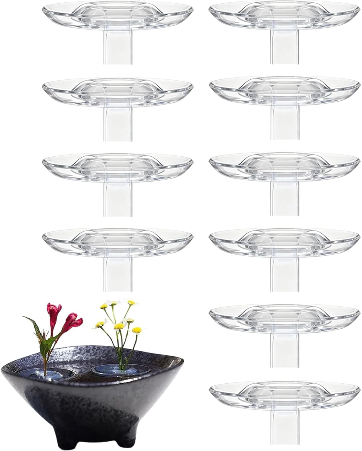 2025 Creative Floating Floral Arrangement Holder, Innovative Floating Flower Display Stand, DIY Clear Acrylic Floating Flower Bowl Stem Holder,Modern Floating Vase Pedestal Stand,Table Decor (S-10Pcs)