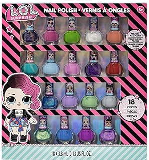 L.O.L Surprise! Townley Girl Non-Toxic Peel-Off Nail Polish Set for Girls, Glittery and Opaque Colors, Ages 5+ (18 Pcs), for Parties, Sleepovers and Makeovers