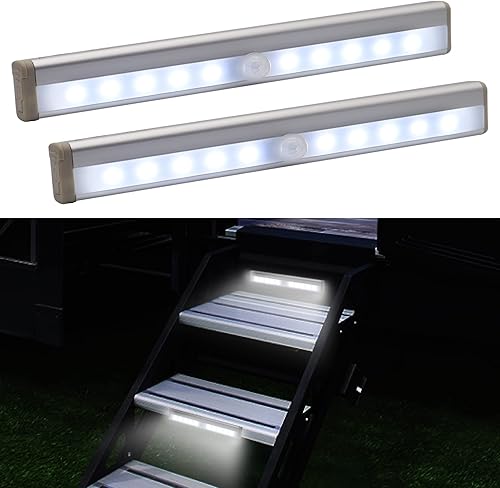 Elegananccy Luces de paso para caravana activadas por movimiento, 10 luces LED con sensor de movimiento, luces LED inalámbricas magnéticas para