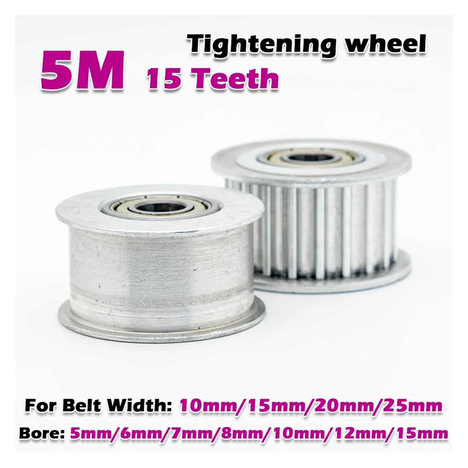 Polea de distribución HTD 5M 15º tensor polea de orificio 3~15mm sincronización engranaje de ralentí ancho 11~27mm transmisión 15T rueda de sujeción HTD5M 15T CNC (5 mm, 5 unidades, 11 mm con teeth)