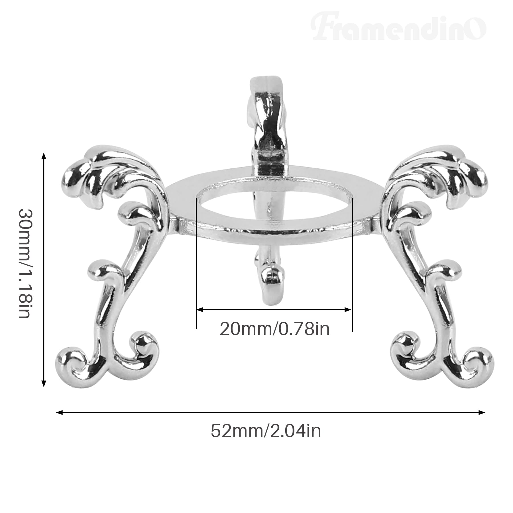 Framendino, 2 Inch Silver Crystal Ball Stand Display Holder for Sphere Egg Decoration Collections