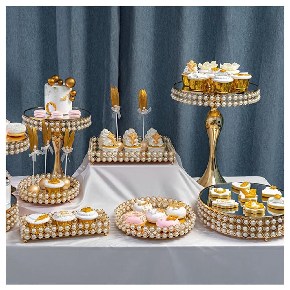 GZHERVICES Soporte De Metal para Tartas, Estilo Simple Postre Cupcake Pedestal Display Plate para Boda Y Fiesta De Cumpleaños, Completamente Estable (Color : Gold-C)