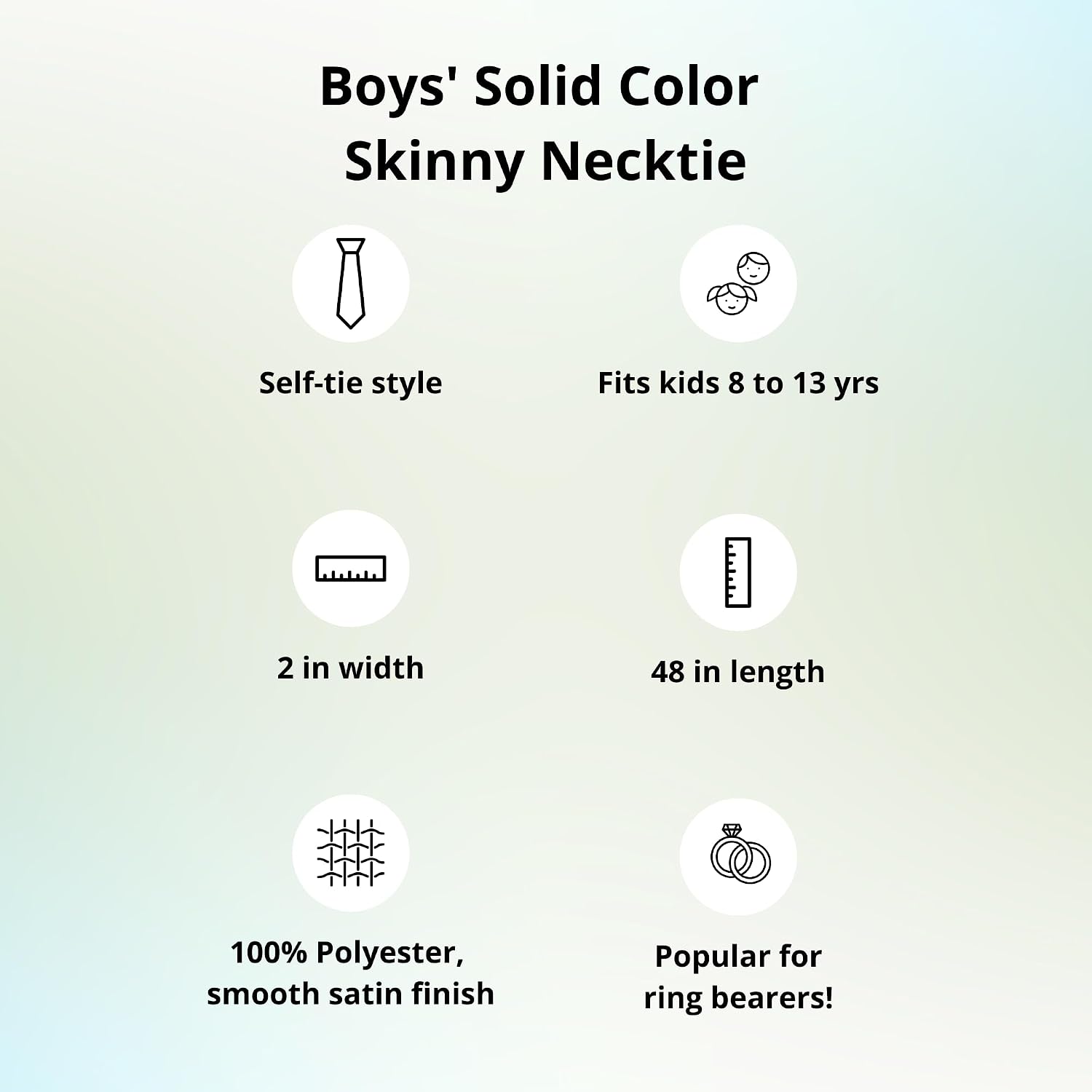 tiemart Boys' 2" Width Skinny Necktie for 8 to 13 years old