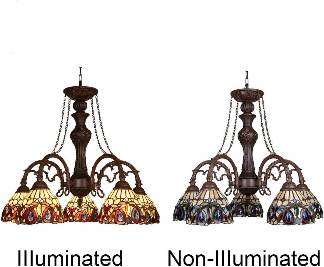 Suреr Chеар 🛒 Capulina Tiffany Chandeliers 5-Light x7 Stained Glass Shade Antique Style Pendant Light for Dining Room Foyer Kitchen ❤ Crаzу Dеаlѕ Capulina Tiffany Chandeliers 5-Light x7 Stained Glass Shade Antique Style Pendant Light for Dining Room Foyer Kitchen