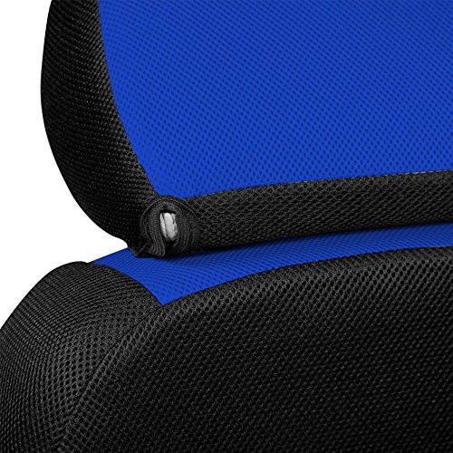 Coverking Custom Fit Front 50/50 Bucket Seat Cover For Select Jeep Wrangler Models - Spacermesh 2-Tone (Blue With Black Sides) #TOP3