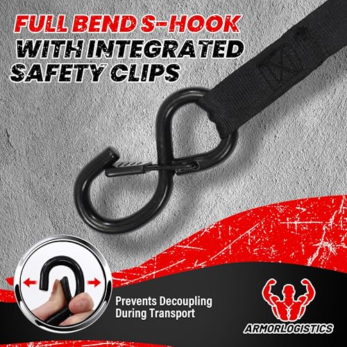 Image of Retractable Ratchet Straps 4 Pack, 1500LBS Break Strength Self Retracting Tie Down Straps, 1 inch x 12' Auto Ratchet Straps for Motorcycle, Kayak and Trucks, Black