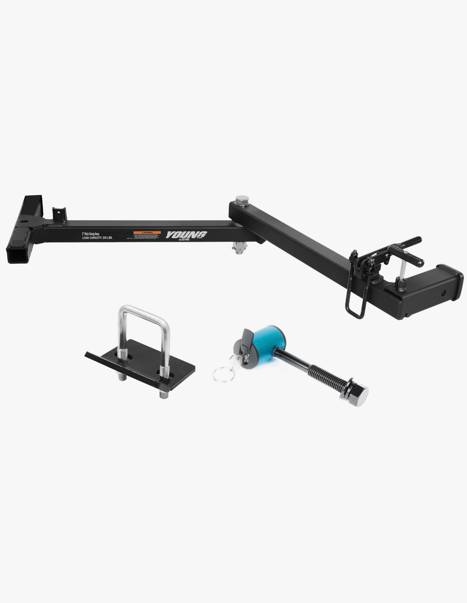 Young 250 lbs Heavy Duty Swing Away Hitch Adapter for Bike Rack &amp; Cargo Carrier, Pre-Assembled 2" Hitch Extender