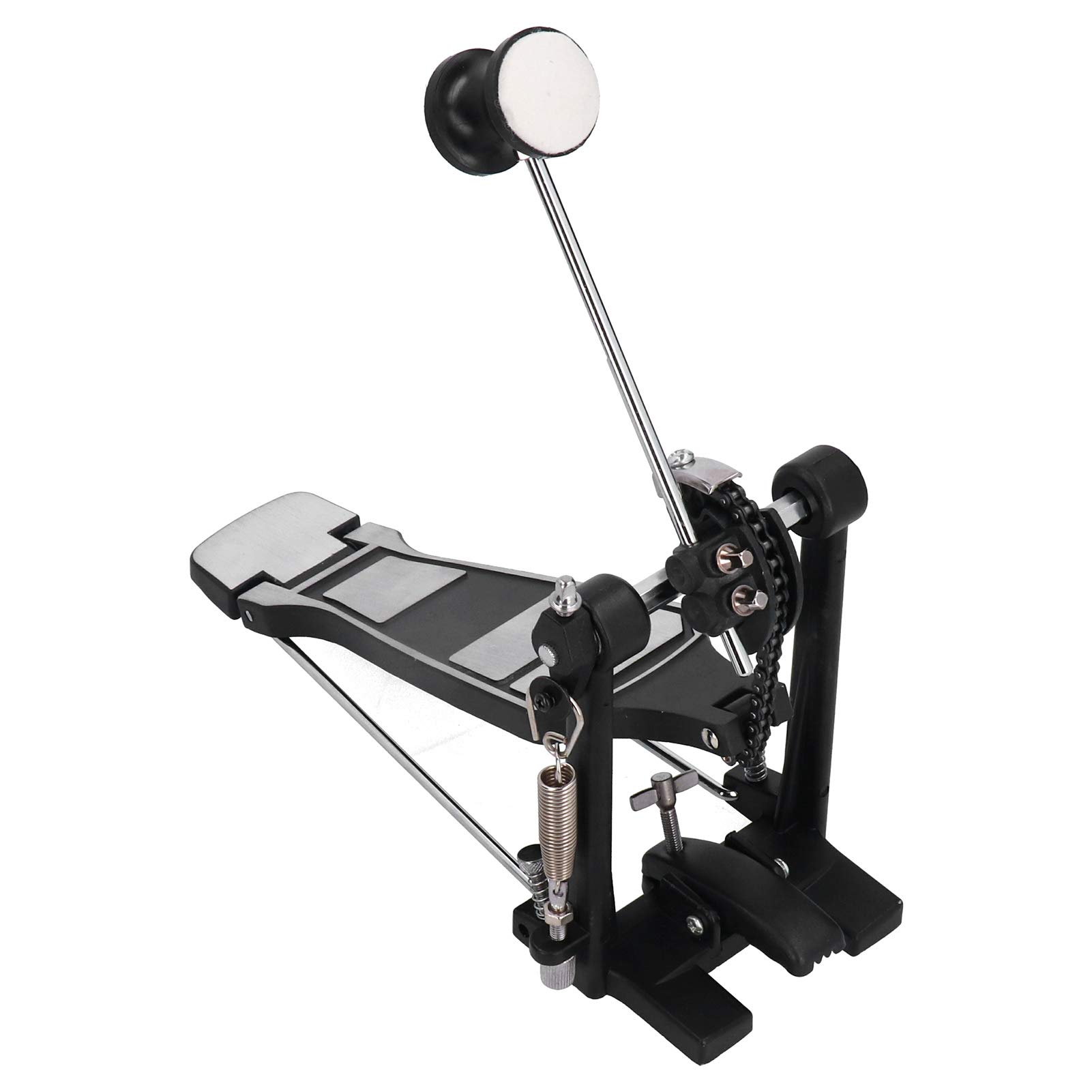 Edelstahl-Trommelpedal, Einzelfuß-Kick-Drum-Pedal, professionelles Bassdrum-Zubehör mit Filzhammer, schnelles Reaktionsdesign für Schlagzeug, langlebiges Ersatzteil für