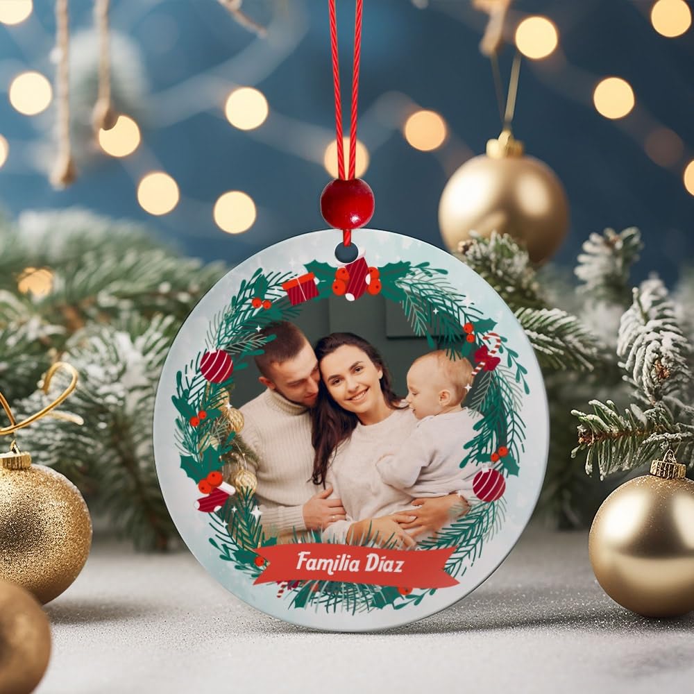 Transparent Gift Pack de Adornos Personalizados para el Árbol de Navidad con Foto y Texto Hojas. Bolas de Navidad para Personalizar. Decoración Navidad. Bolas Navidad Personalizadas. Adornos Colgantes