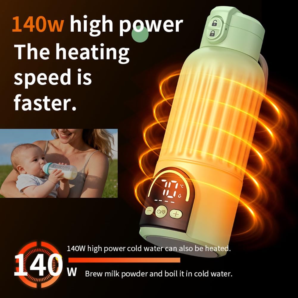 Chauffe-Biberon Électrique Portable de Voyage, en Acier Inoxydable 316, avec Fonction de Lumière Nocturne et Chauffage