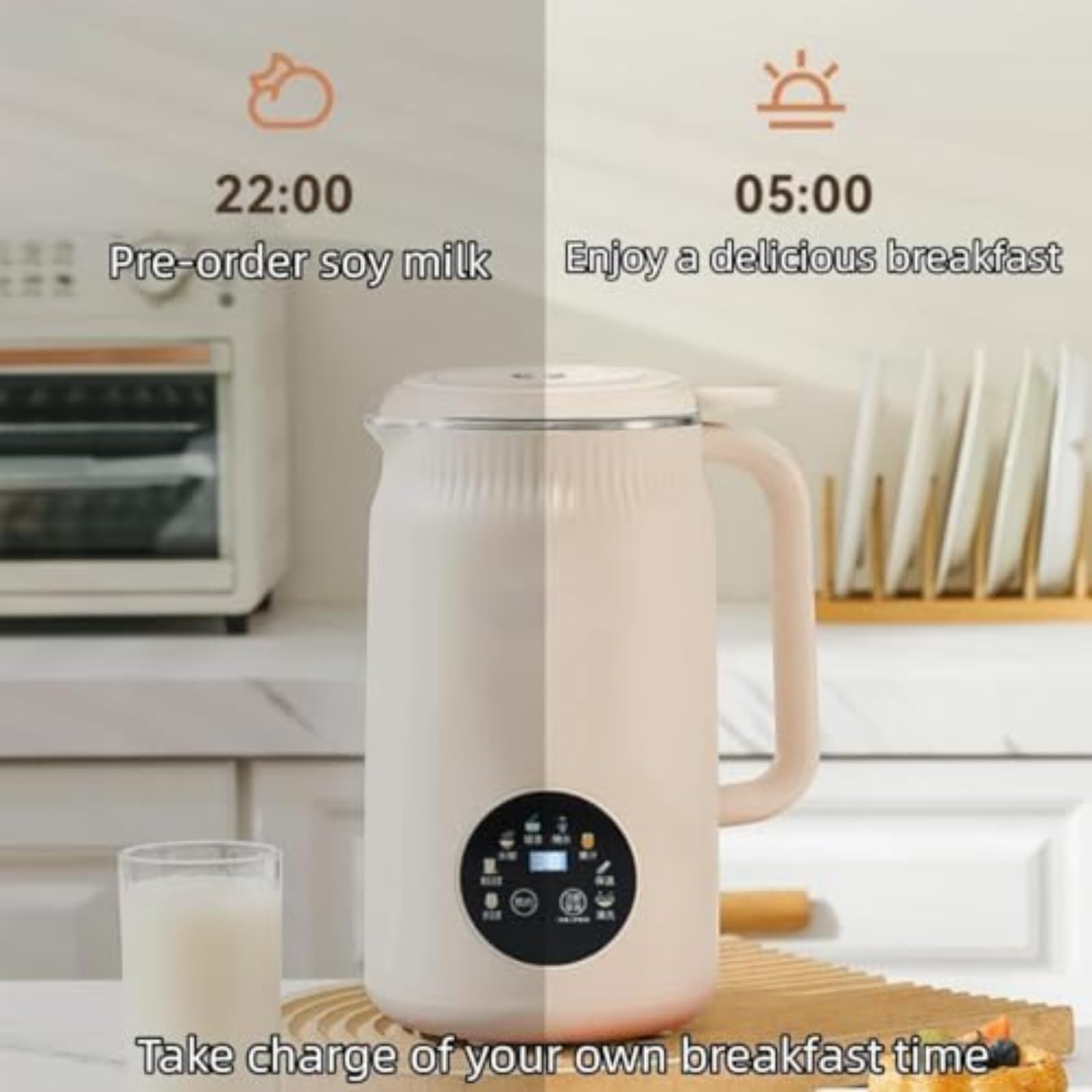 Ekspres do mleka orzechowego, automatyczny blender roślinny 8 w 1 z jednym przyciskiem, samooczyszczający do przygotowywania mleka, owsa i mleka sojowego