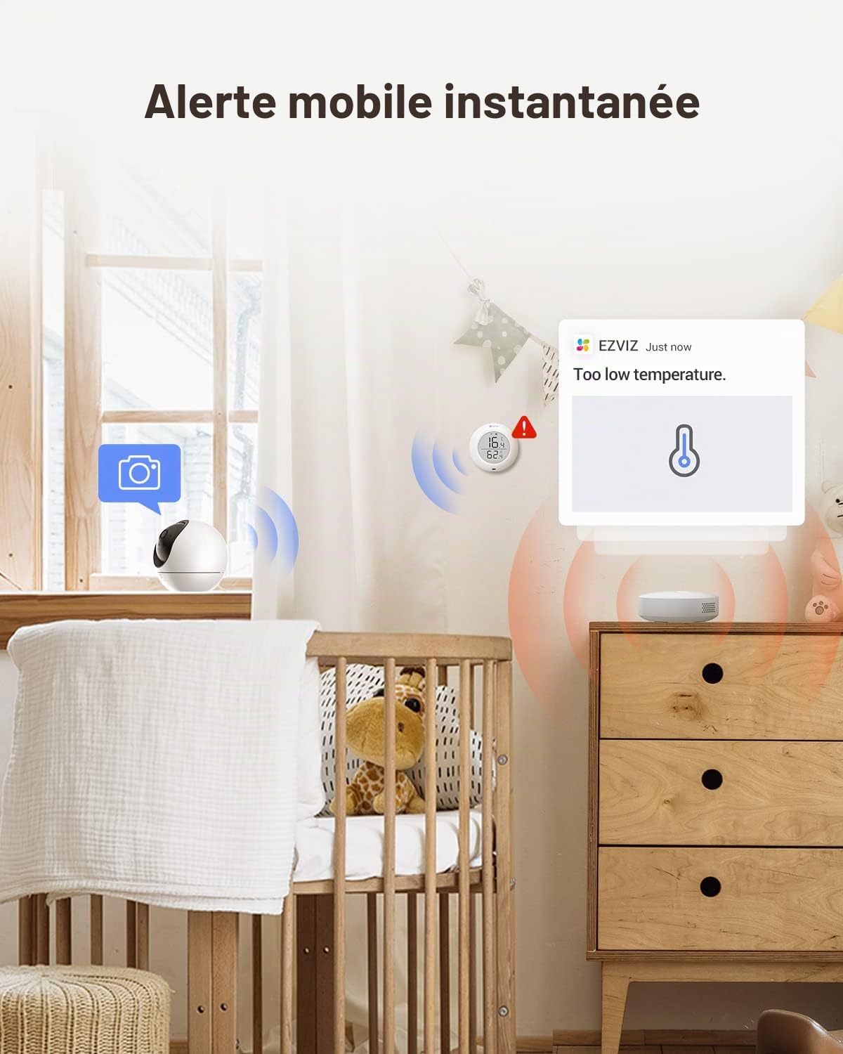 EZVIZ T51C Thermomètre Hygromètre Numérique Intérieur, Moniteur de Température et Humidimètre, Compatible avec la Centrale A3