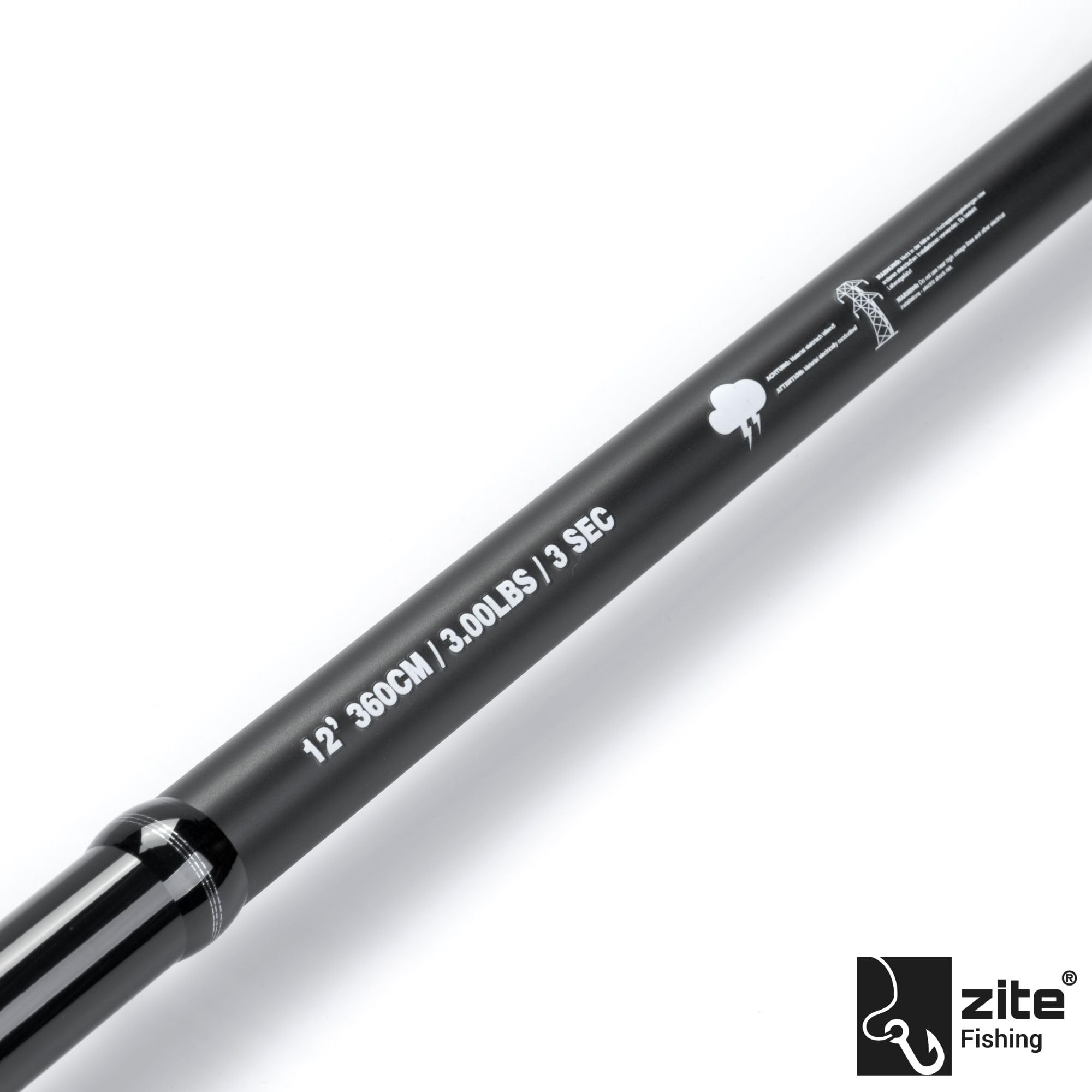 Zite Fishing 3,60m Karpfenrute 3-teilig 3lbs - Composite Carbon-Blank - Steckrute Rutschfester Griff - Angelrute fürs Karpfen-Angeln