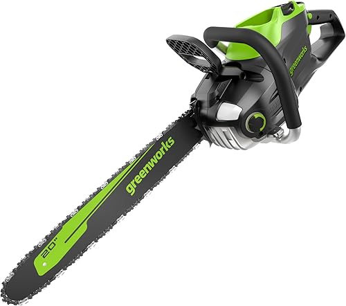 Greenworks Motosierra inalámbrica sin escobillas de 80 V y 20 pulgadas (ideal para tala de árboles, ramificación, poda y leña), más de 75