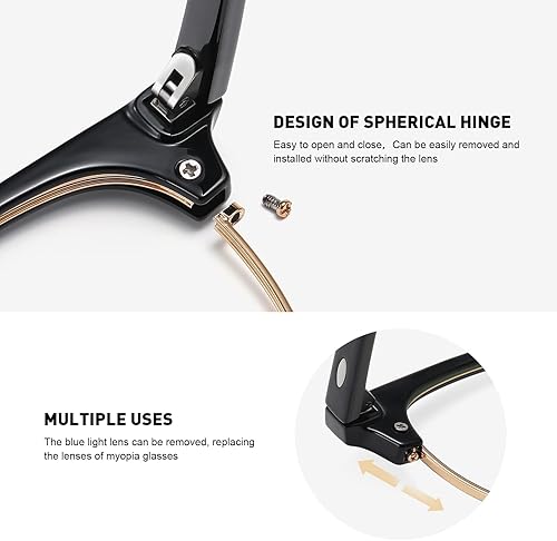 Miniatura 5 de Lentes de bloqueo de luz azul, vintage, medio marco, lente transparente UV, antifatiga ocular, gafas de juegos para computadora para mujeres y