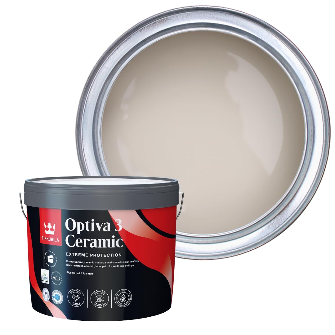 TIKKURILA Optiva 3 - Durable Super Flat Matt Paint For Walls & Ceilings - Zero VOC, Scrubbable, Easy To Clean (Mulberry H484, 10 Liters)