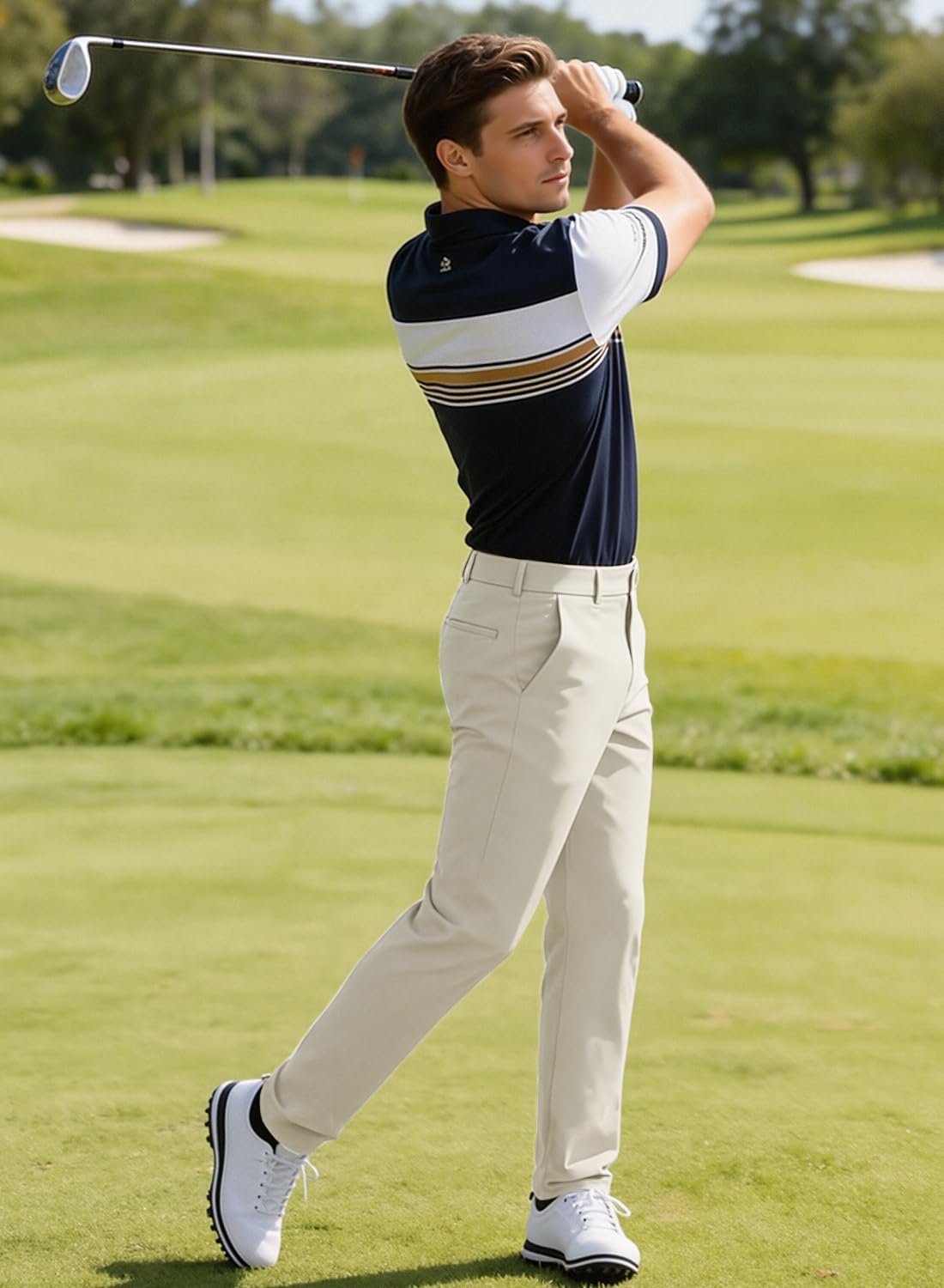 Men's Golf Pants Stretch Work Dress Comfy Pants 30"/32" Lightweight Quick Dry Casual Slacks Trousers with Pockets - Image 6