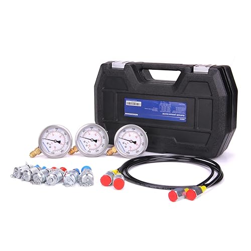 Miniatura 3 de MEASUREMAN Kit de acoplamiento de prueba de presión hidráulica para excavadora portátil, incluye 6 acoplamientos de prueba, 3 medidores de presión,