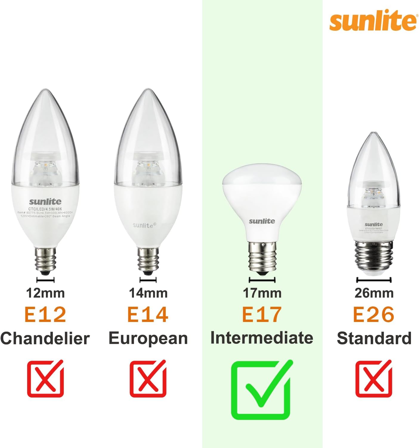 Sunlite 41720 Incandescent T6.5 Tubular Light Bulb, E17 Intermediate Base, 20 Watts, 80 Lumens, Dimmable, Mercury Free, Title 20 Approved, 2600K Warm White, Clear Glass, 25 Count