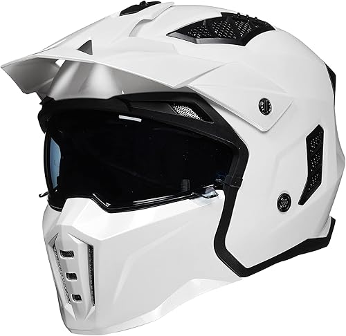 ILM Medio casco de motocicleta de cara abierta 34 para hombres y mujeres, casco retro vintage con visera para ciclomotor, cuatrimoto, crucero,