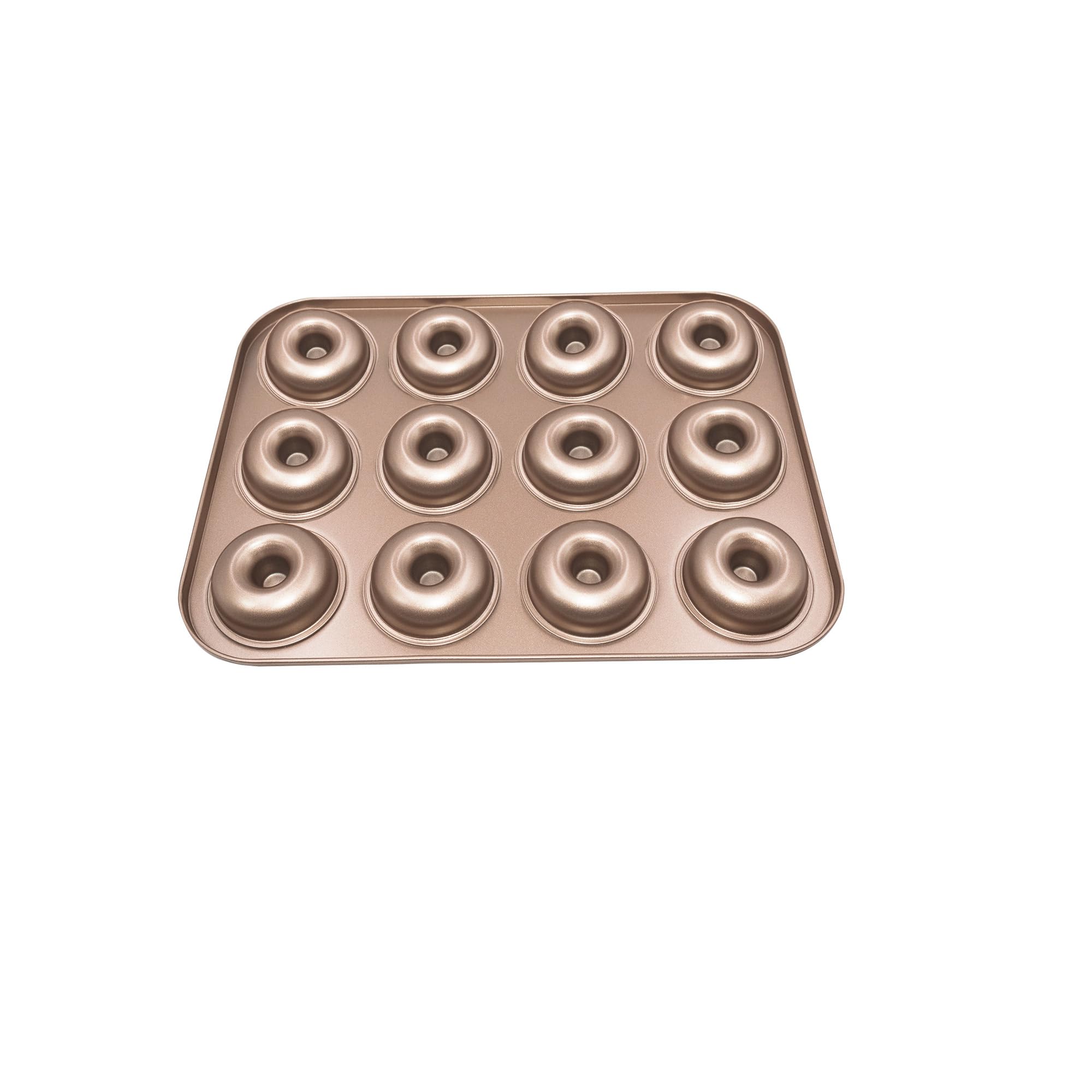 Erreke Stampo Ciambelline, Stampo Antiaderente per Torta e Ciambella, Teglia Muffin per 4 Ciambelle, Alluminio Fuso Resistente, Teglia Cupcake, Cottura Uniforme, Color Oro Rosa, Tetrad