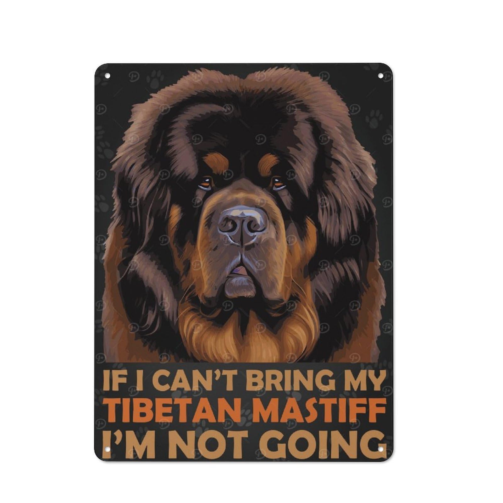 Junmoney Style-19 Modern Retro Metal Wall Art Sign 40X30cm Featuring Funny Tibetan Mastiff, Urban Room Decor For Workspace, Cafe, Hallway Or Garage