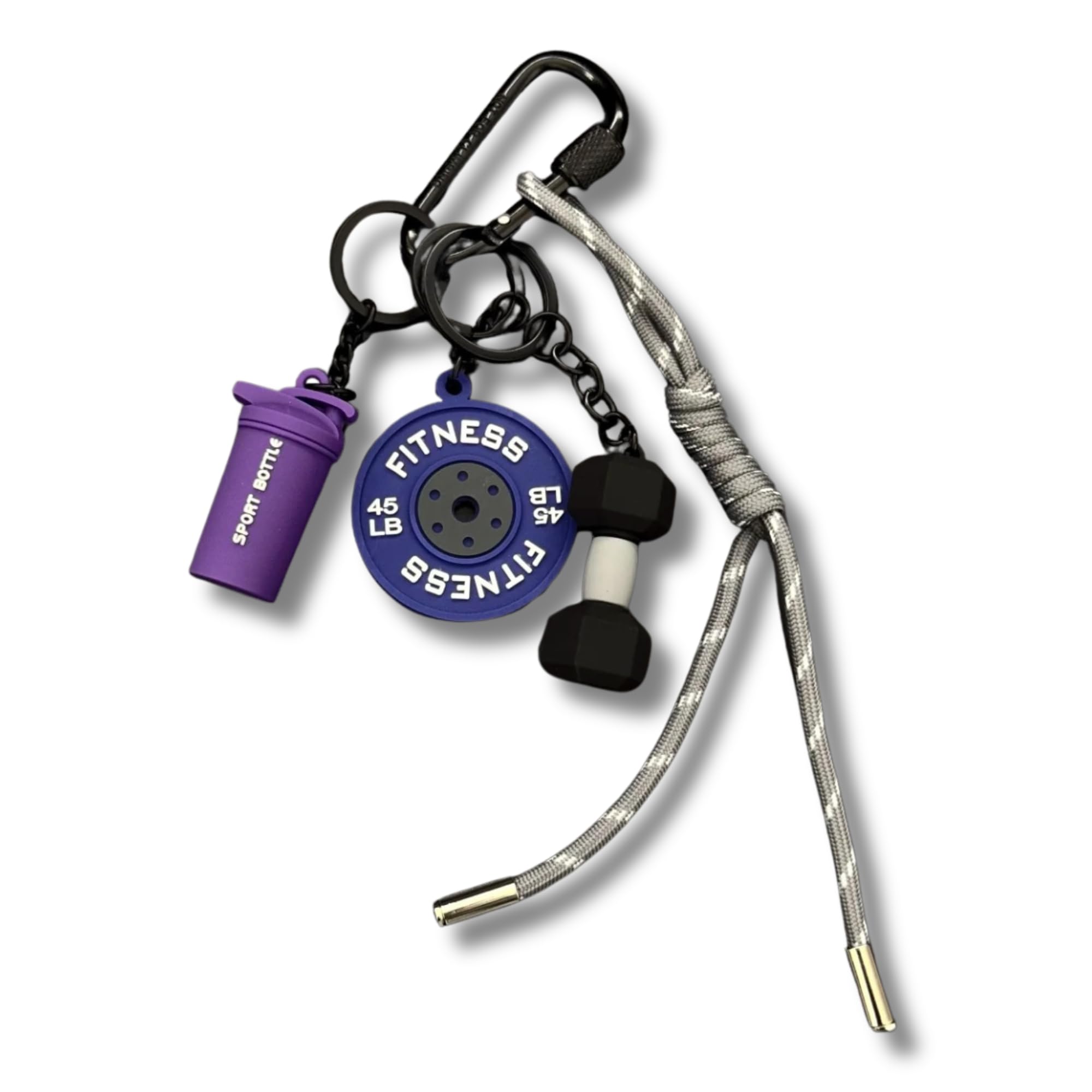 Fitness Keychain for Gym Lovers, Christmas Gift for Workout Enthusiasts with Barbell Dumbbell, Bottle, Backpack Bag Charms