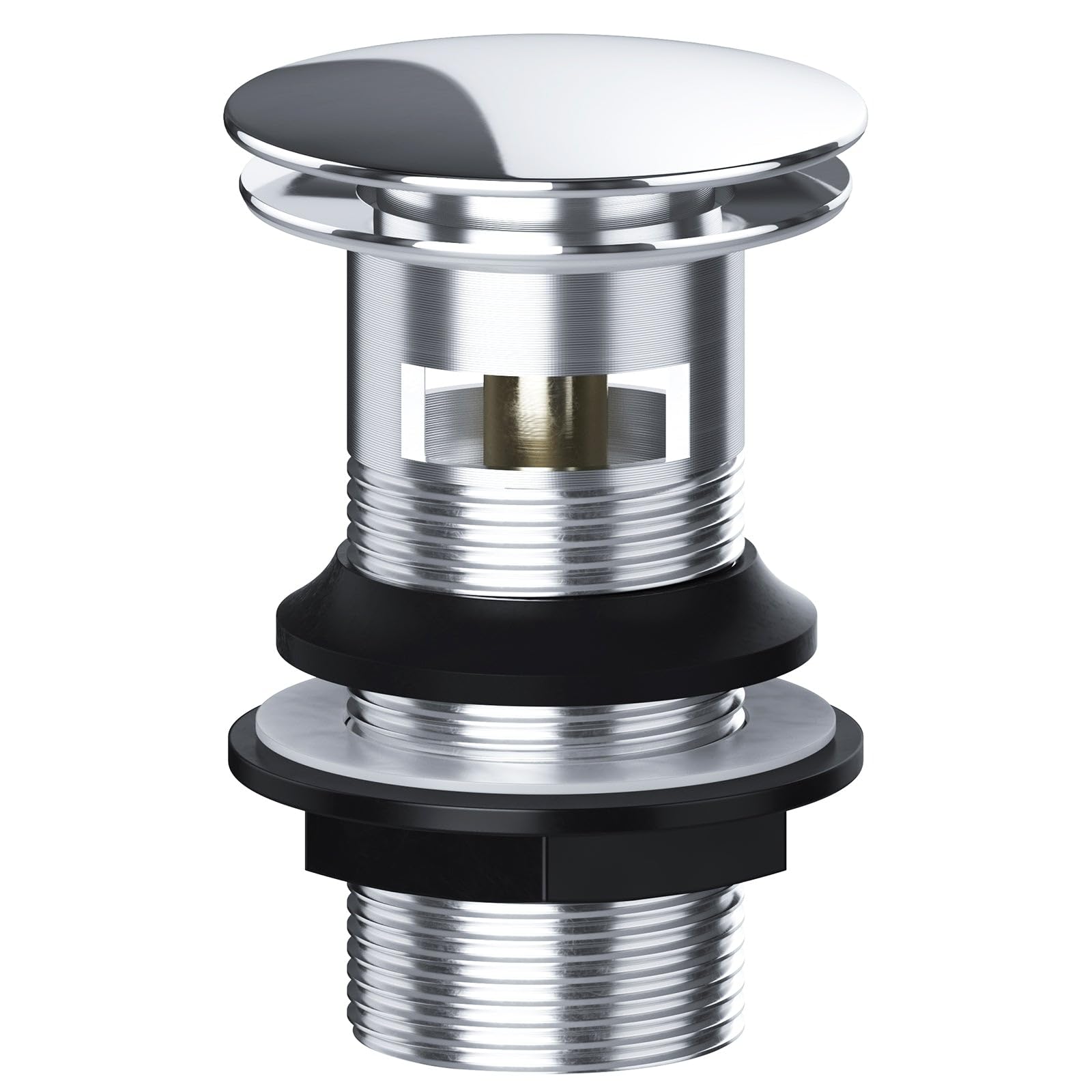 SPARES2GO Clicker Basin Waste Bathroom Kitchen Sink Plug 1 1/4" Round Overflow Slotted (Silver)
