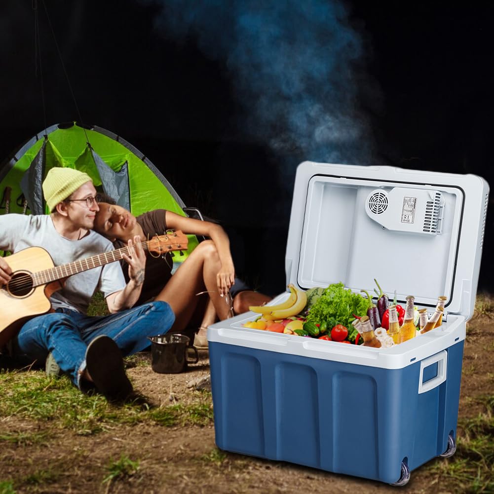 Tragbarer Elektro-Kühlschrank für das Auto, 40 Liter, Mini-Kühlschrank mit ergonomischem Griff, Stecker mit 230 V und 12 V, Kalt- und Warmmodus für LKW, Auto, Boot, Camping, Wohnmobil