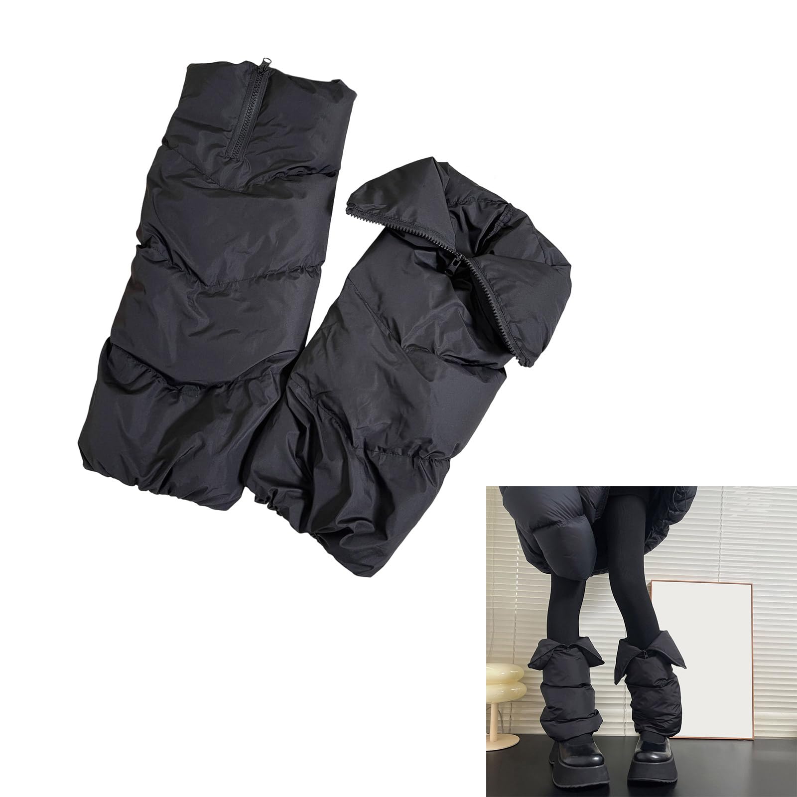 Fundas elásticas para las piernas de invierno con cremallera rápida, diseño térmico aislado para el péndulo diario y comodidad en el hogar, calentadores de piernas para mujer